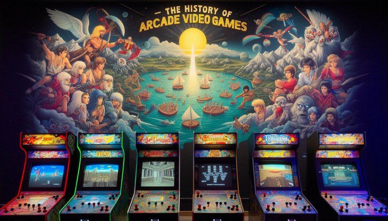 A collection of arcade video game machines